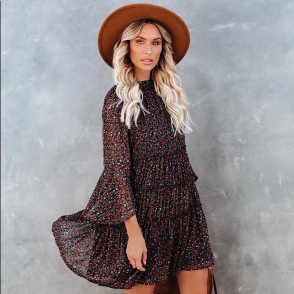 Pampas Bell Sleeve Tiered Dress from Vici